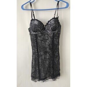 Victoria's Secret Sexy Little Things Babydoll Black Lace Nightie Underwire - 36C